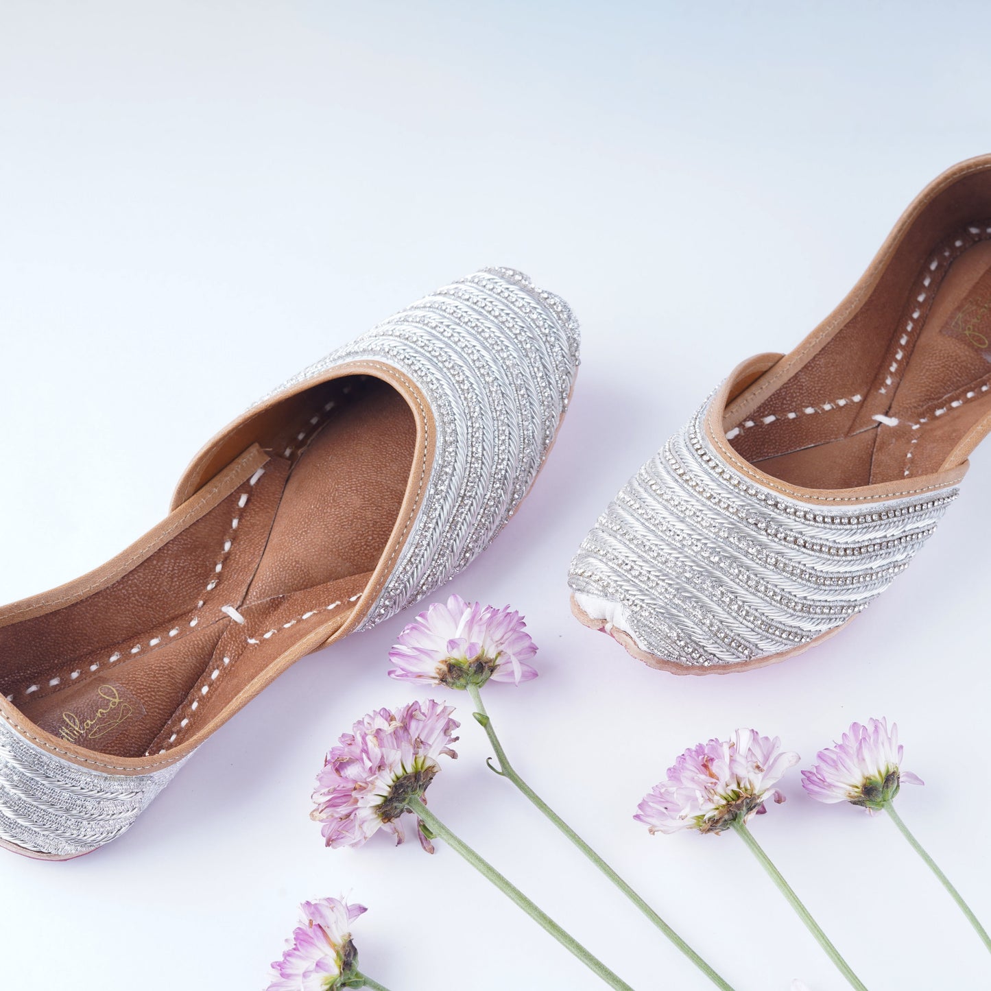 Ethnic silver embellished jutti for festive and traditional Indian attire