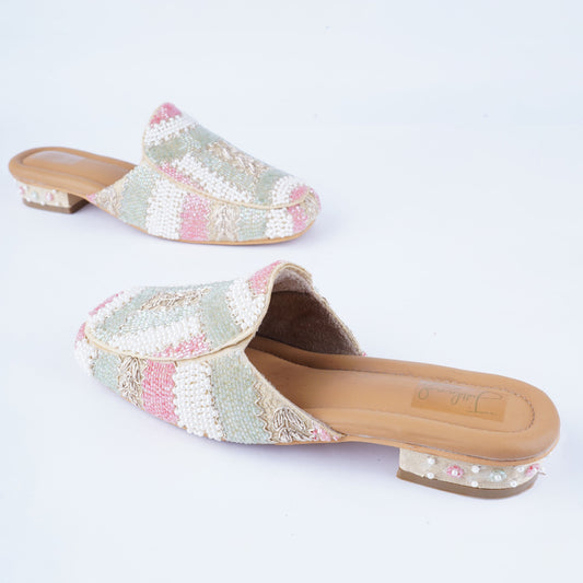 Festive ethnic loafer mules – handmade 1-inch heeled footwear perfect for Diwali, Karwa Chauth, and celebrations
