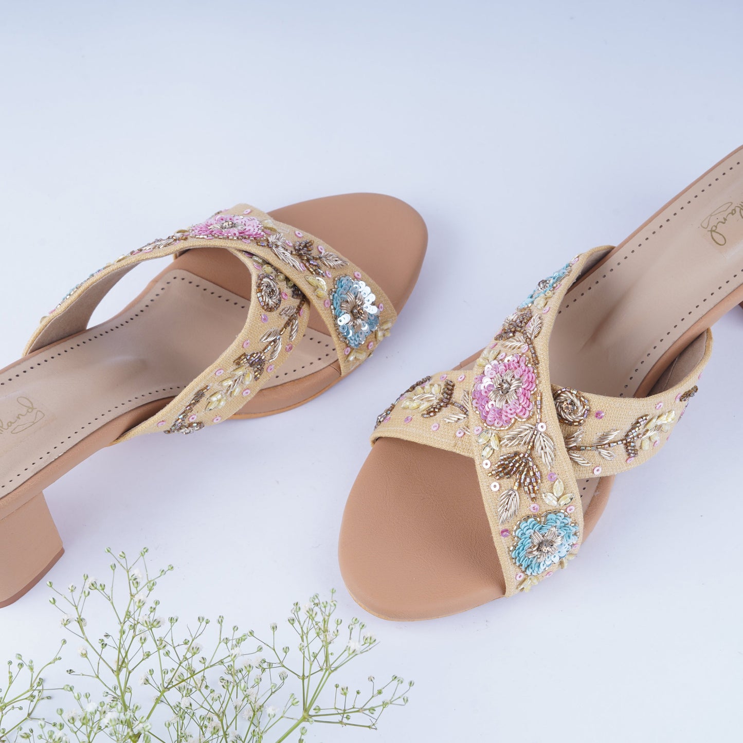 Golden 2-inch heels for women – ideal for weddings and parties