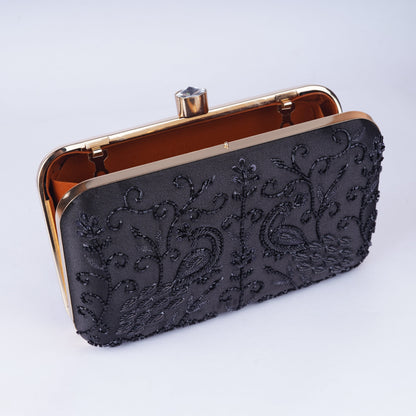 Black Hand Embellished Clutch Bag