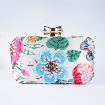 Embroidered printed rectangle clutch bag for women – stylish ethnic accessory for festive and evening wear