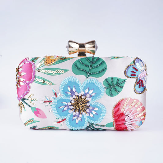 Embroidered printed rectangle clutch bag for women – stylish ethnic accessory for festive and evening wear