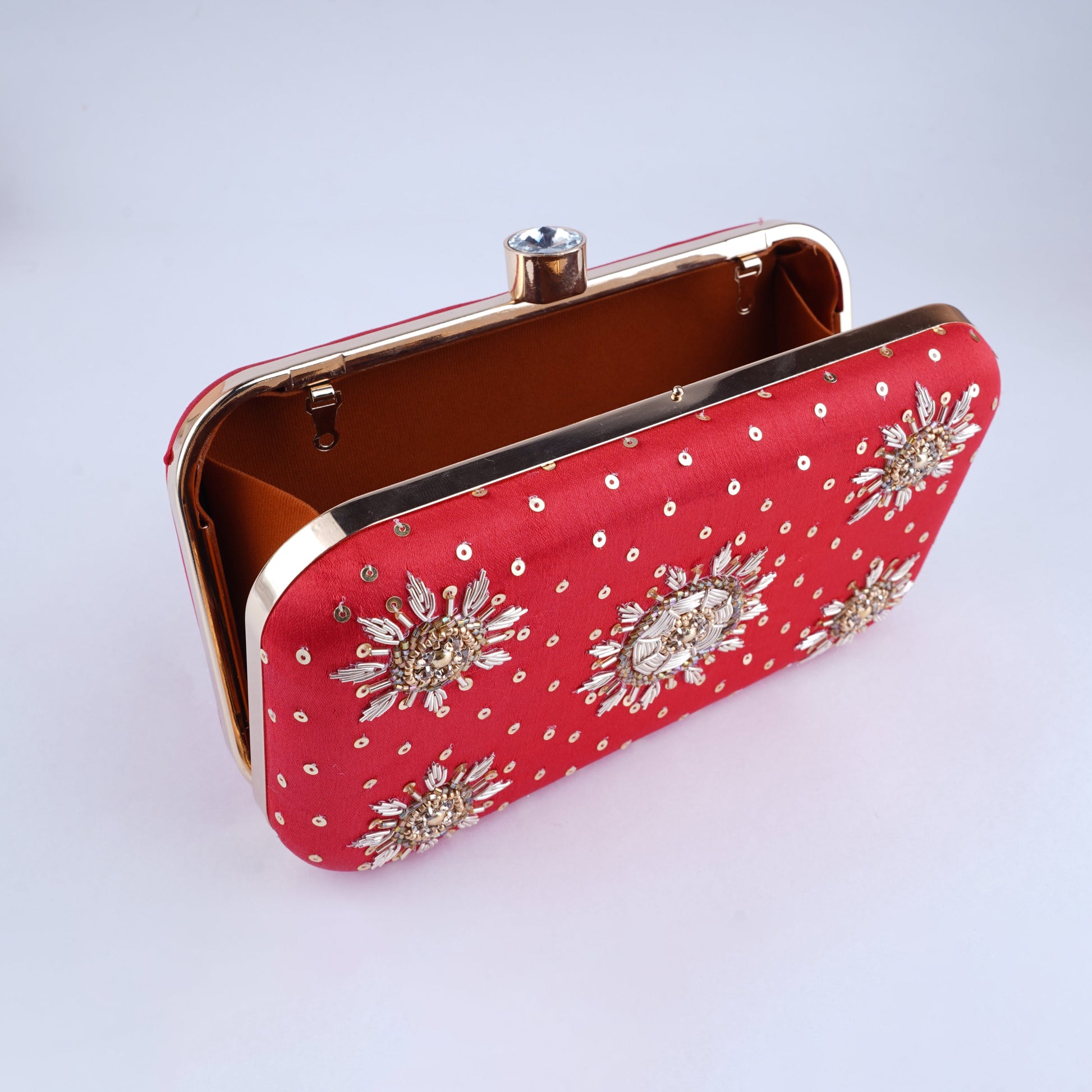 Gift for bride – handcrafted red clutch bag ideal for bridal trousseau, engagements, or wedding gifting