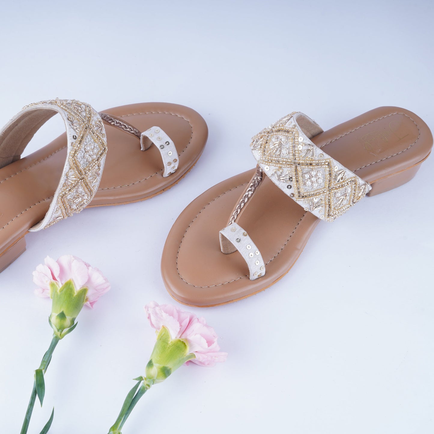 Handcrafted Kolhapuri sandals with 1-inch block heel – stylish and ethnic