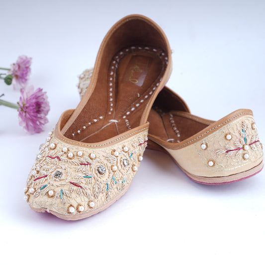 Party wear golden jutti perfect for festive and traditional look